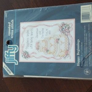 Jiffy counted cross stitch wedding sampler